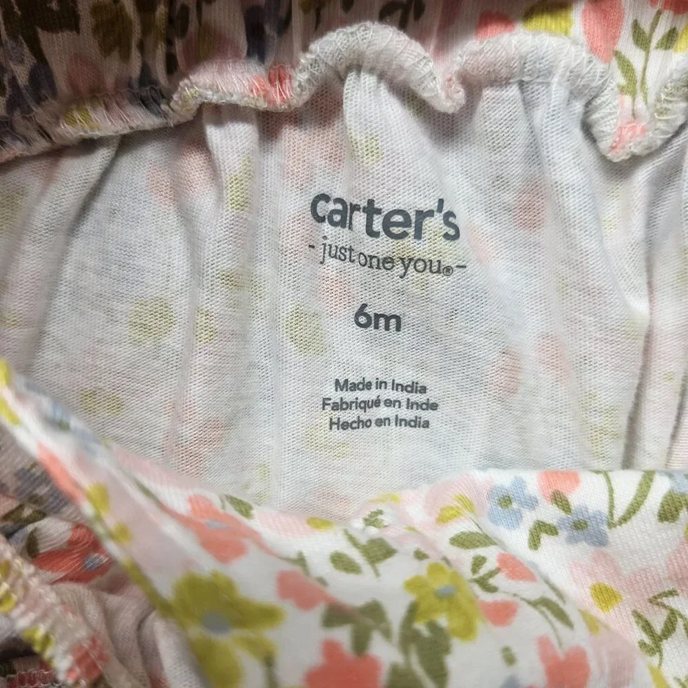 Carter's Baby Girl Floral Rompers Size 6 Months Spring Summer Ruffle Sleeveless